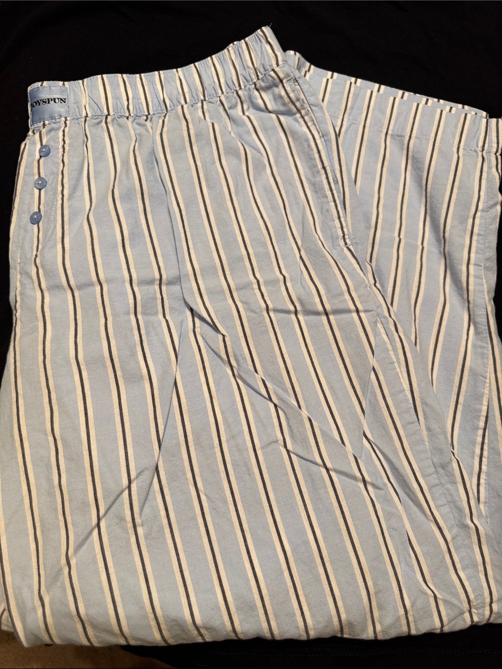 Woven Stripe Pajama Pants — Light Blue & White